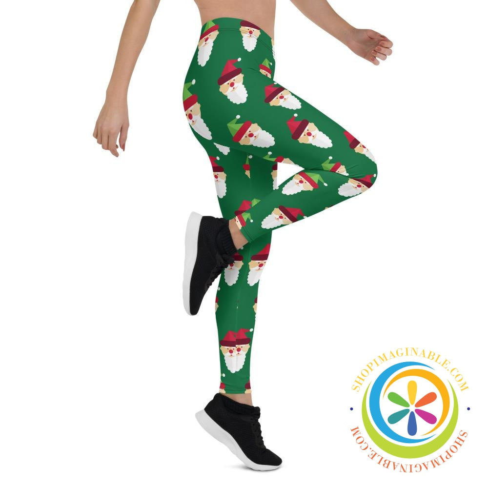 Green Santa Claus Leggings Holiday Season-ShopImaginable.com