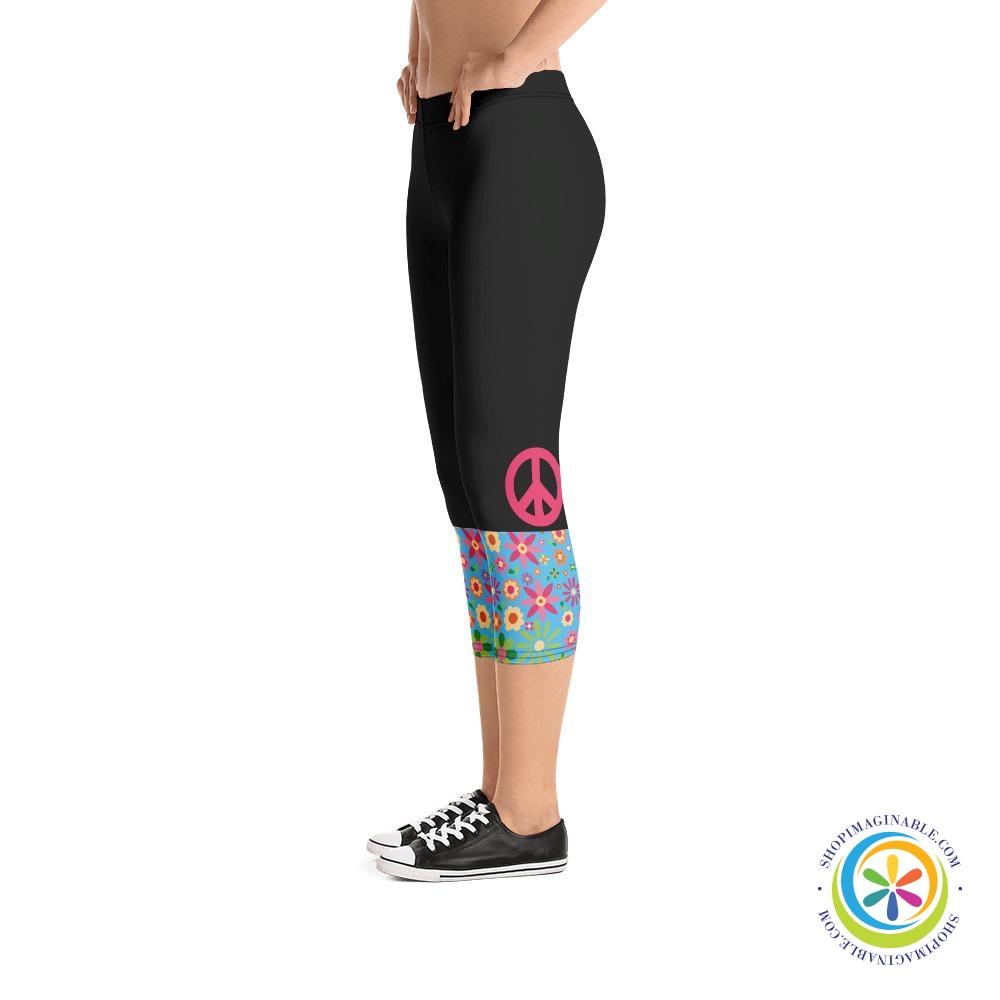 Hippie Chic PEACE Sign Capri Leggings-ShopImaginable.com