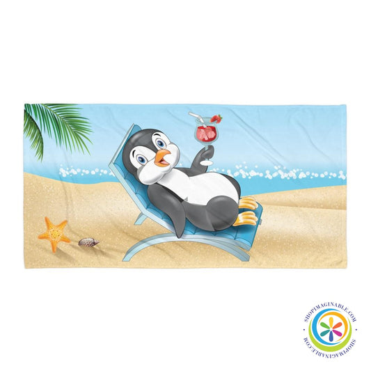 I'll Drink To That Penguin Beach Bath Towel-ShopImaginable.com