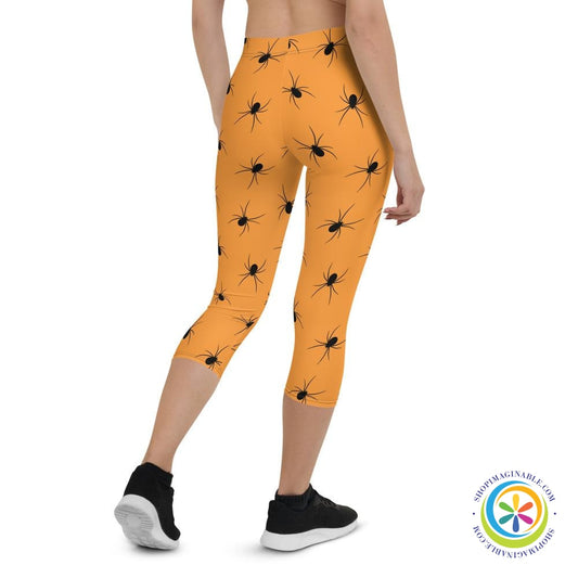 Orange Spider Capri Cropped Leggings-ShopImaginable.com