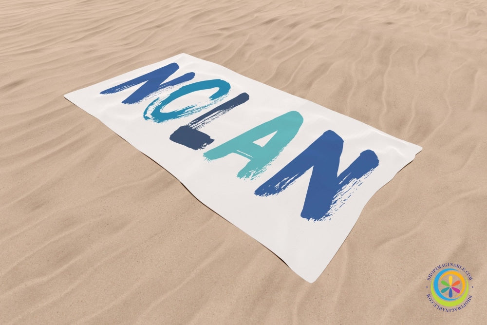 Personalized Blues Colorful Beach Bath Towel-ShopImaginable.com
