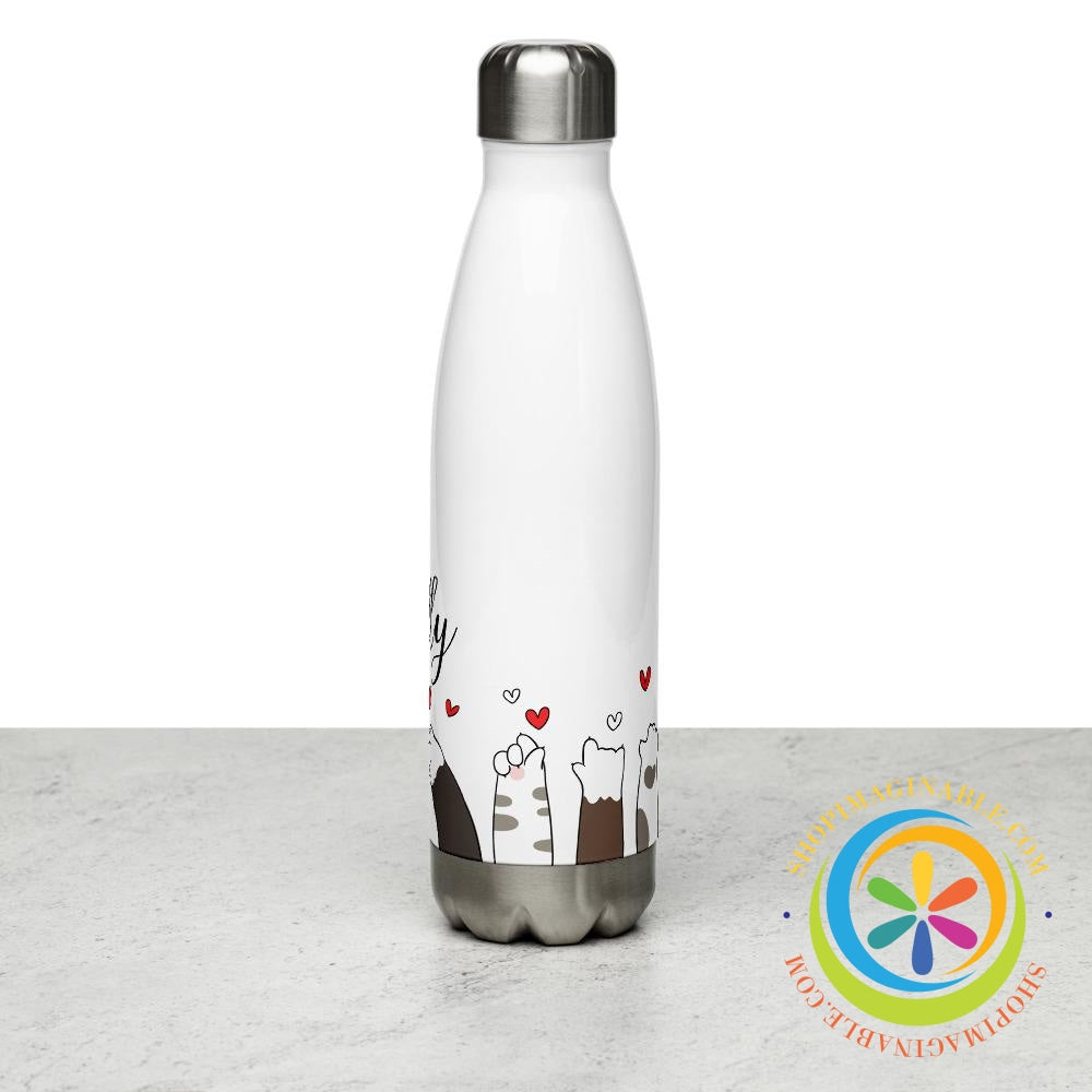 Personalized Cat Love Custom Stainless Steel Water Bottle-ShopImaginable.com