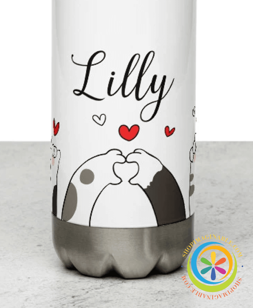 Personalized Cat Love Custom Stainless Steel Water Bottle-ShopImaginable.com