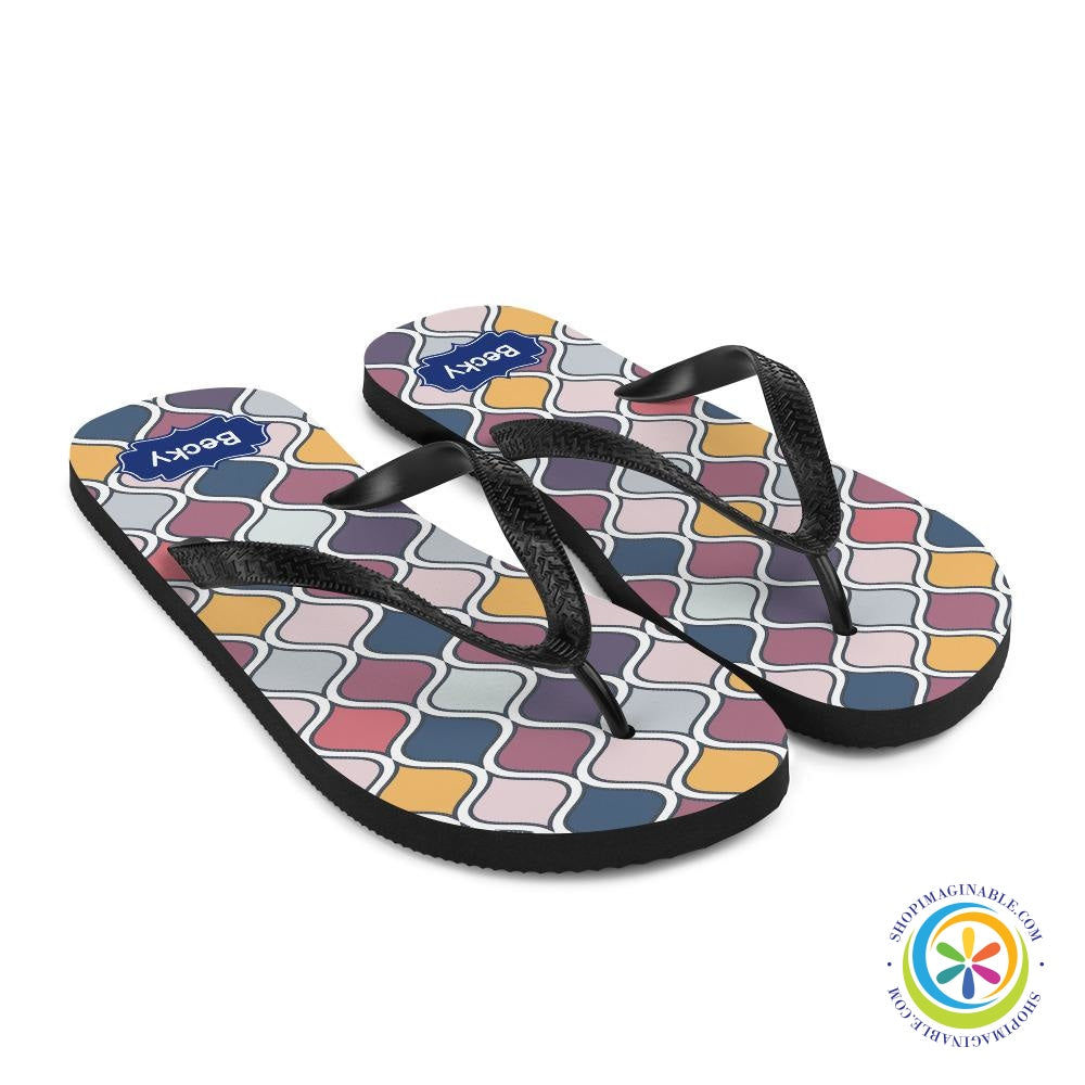 Personalized Custom Abstract Geometric Flip-Flops-ShopImaginable.com