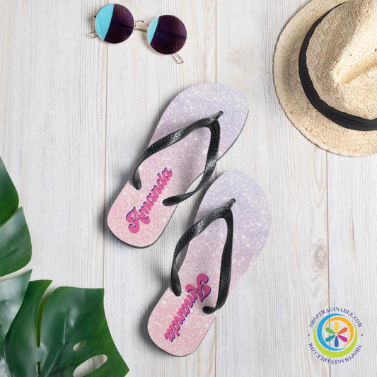 Personalized Glitter Print Flip-Flops-ShopImaginable.com