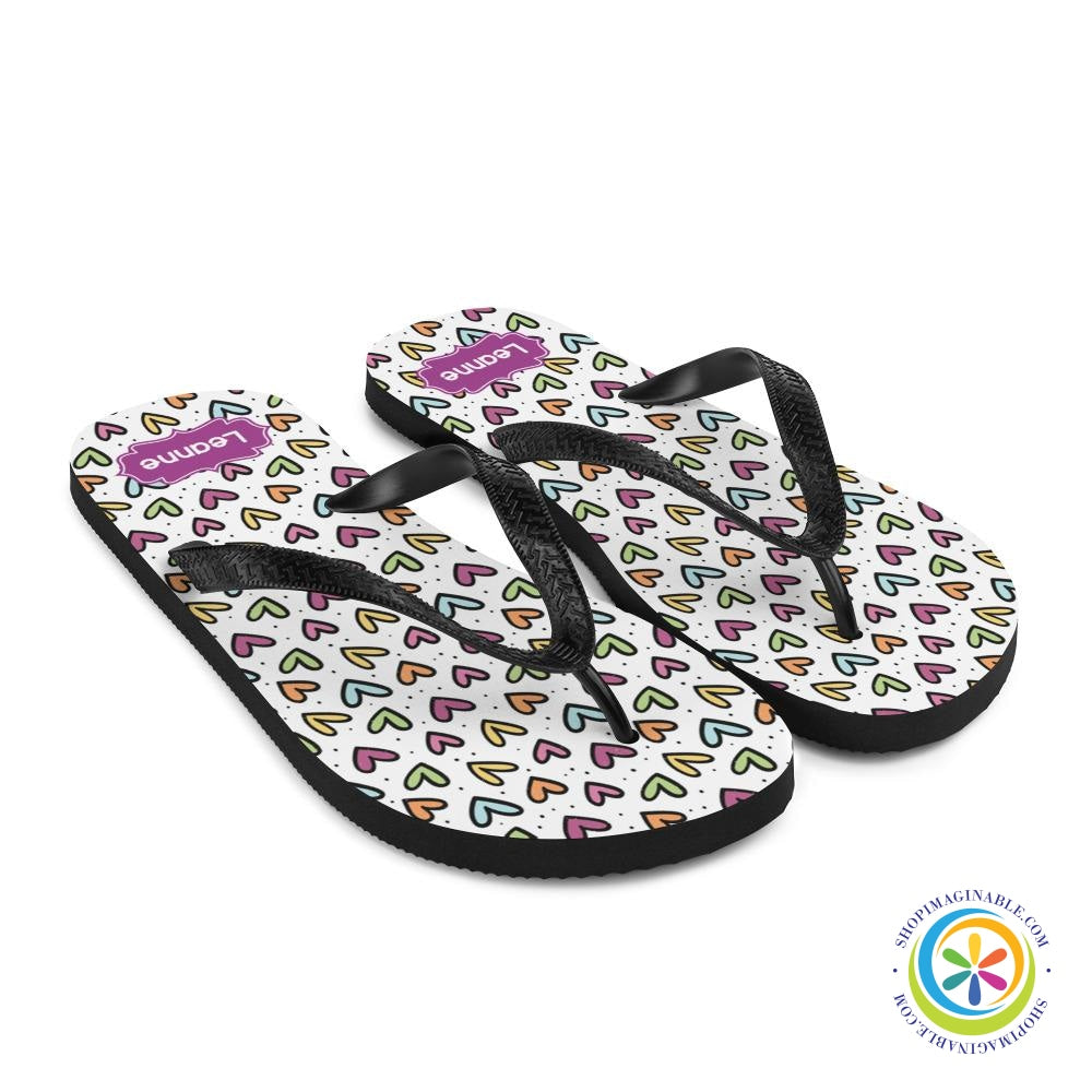 Personalized Hearts Flip-Flops-ShopImaginable.com