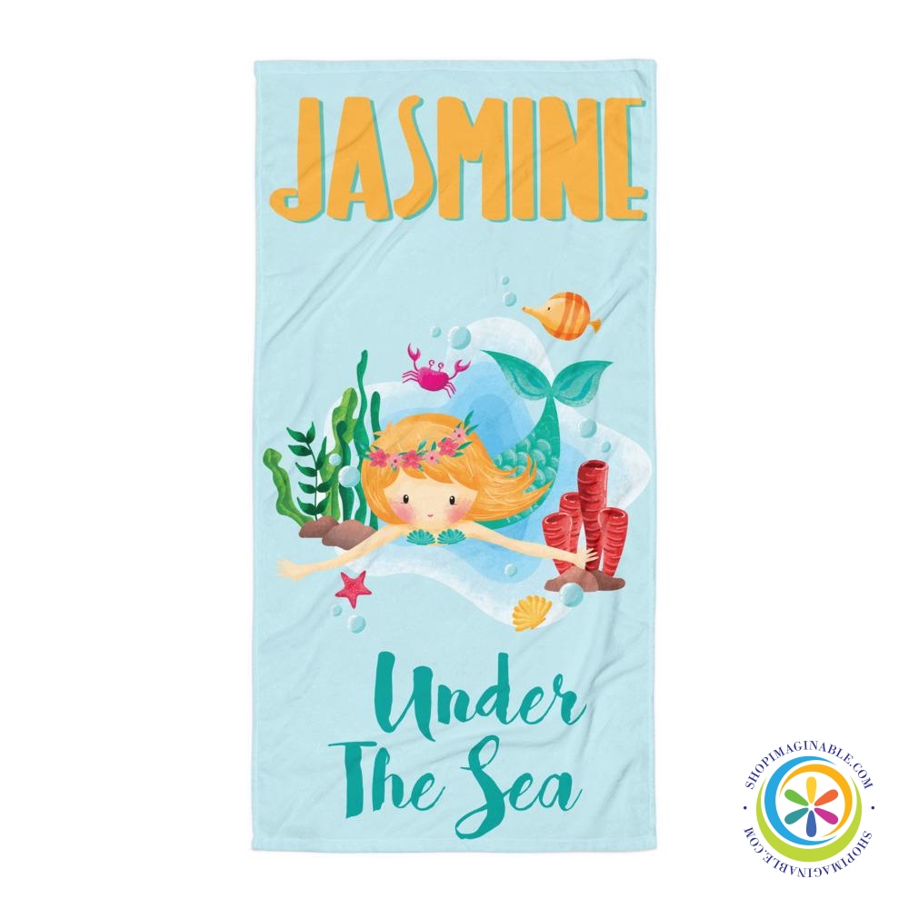 Personalized Mermaid Under The Sea Beach - Bath Towel-ShopImaginable.com