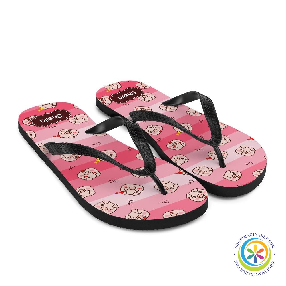 Personalized Piggy Cute Flip-Flops-ShopImaginable.com