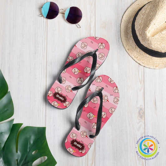 Personalized Piggy Cute Flip-Flops-ShopImaginable.com