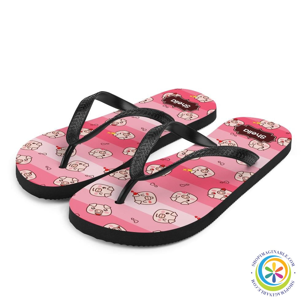 Personalized Piggy Cute Flip-Flops-ShopImaginable.com