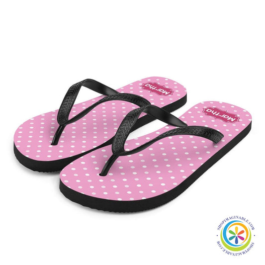 Personalized Pink Polka Dot Flip-Flops-ShopImaginable.com