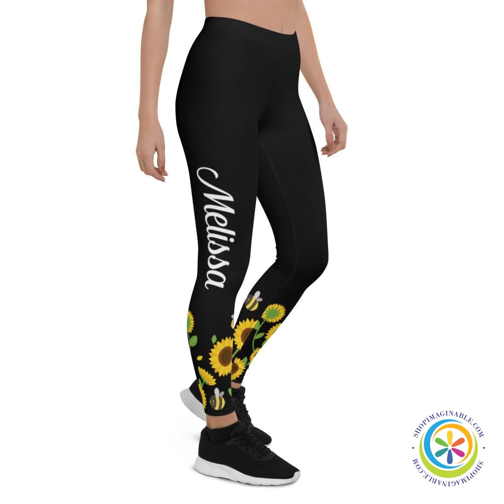 Personalized Vibrant Sunflower Leggings-ShopImaginable.com