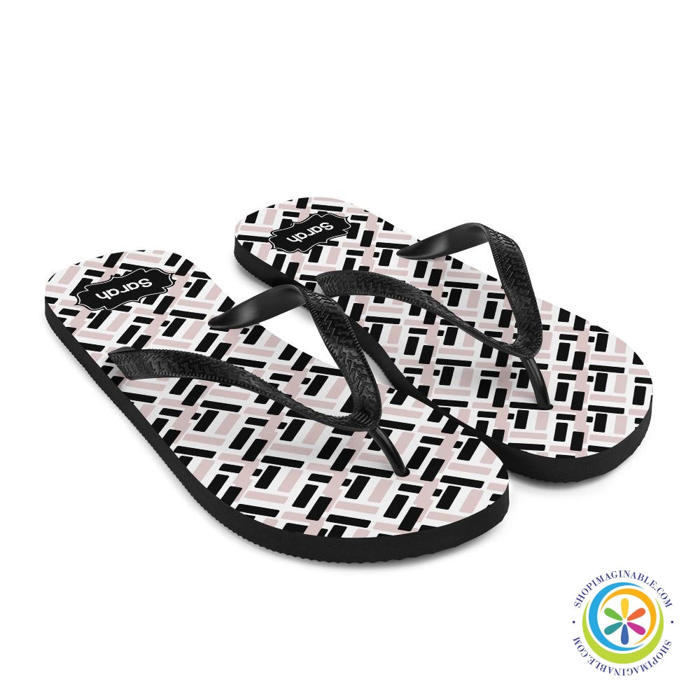 Pink & Black Abstract Personalized Flip-Flops-ShopImaginable.com