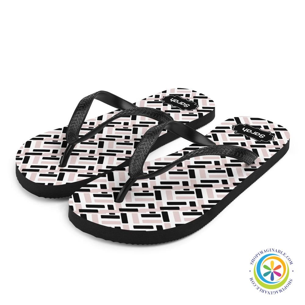 Pink & Black Abstract Personalized Flip-Flops-ShopImaginable.com