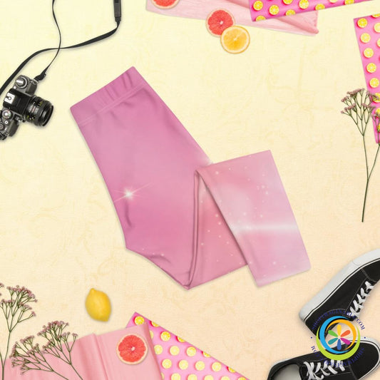 Pink Starburst Capri Cropped Leggings-ShopImaginable.com