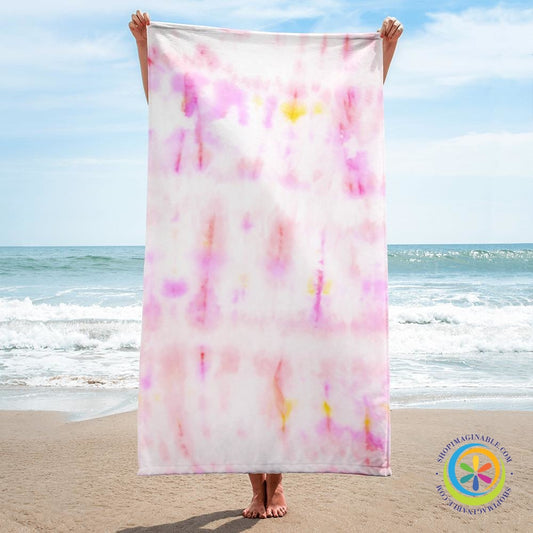 Pink Tie Die Beach Bath Towel-ShopImaginable.com