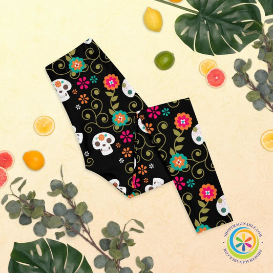 Pretty Skulls Full Length Leggings-ShopImaginable.com