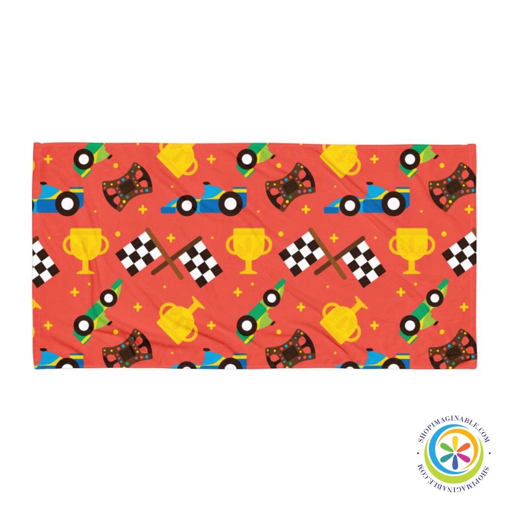 Racing Cars Finish Line Beach Towel Bath Towel-ShopImaginable.com