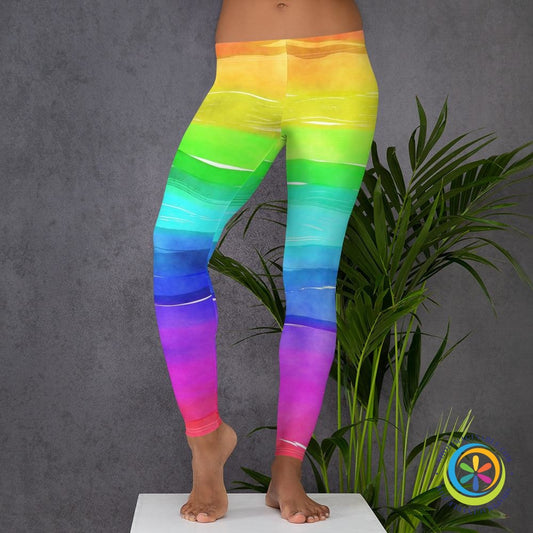 Rainbow Water Color Leggings-ShopImaginable.com