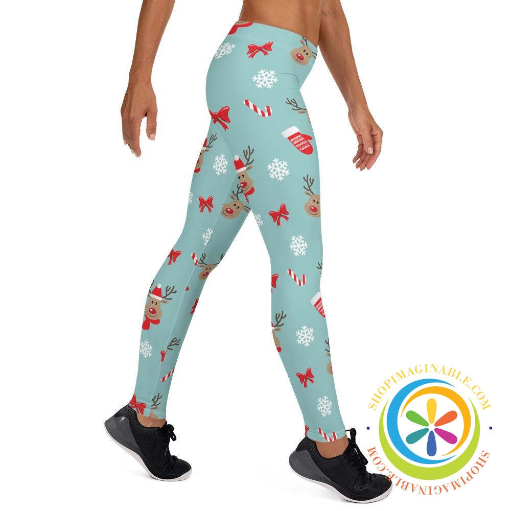 Reindeer Santa Candy Cane Leggings-ShopImaginable.com