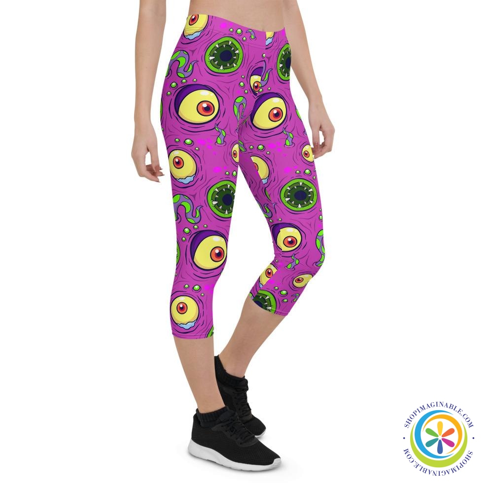 Scary Cute Monster Capri Cropped Leggings-ShopImaginable.com