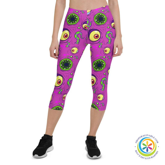 Scary Cute Monster Capri Cropped Leggings-ShopImaginable.com