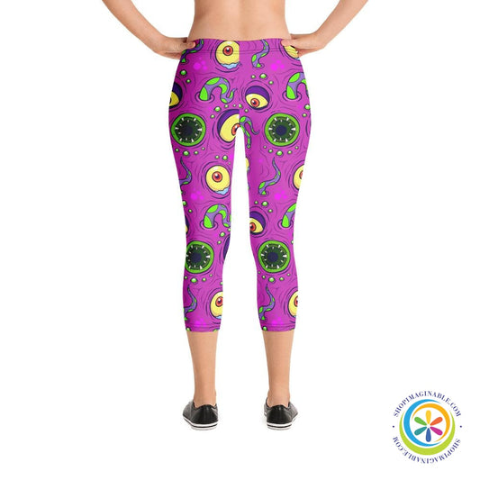 Scary Cute Monster Capri Leggings-ShopImaginable.com