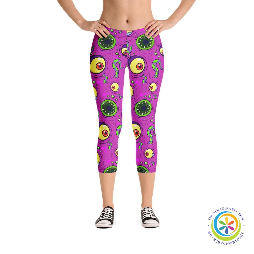 Scary Cute Monster Capri Leggings-ShopImaginable.com
