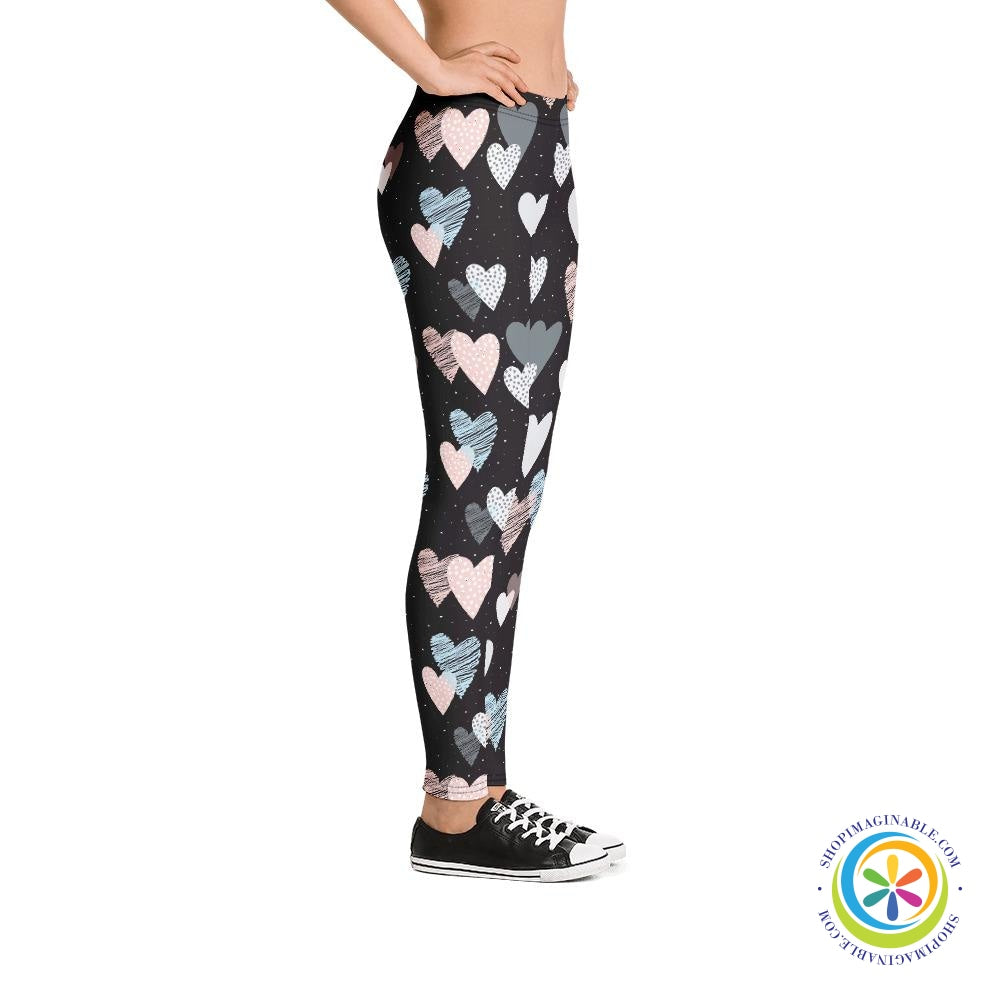 Scribble Hearts Full Length Leggings-ShopImaginable.com