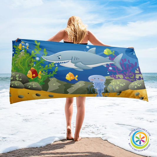 Shark Under The Sea Beach Bath Towel-ShopImaginable.com