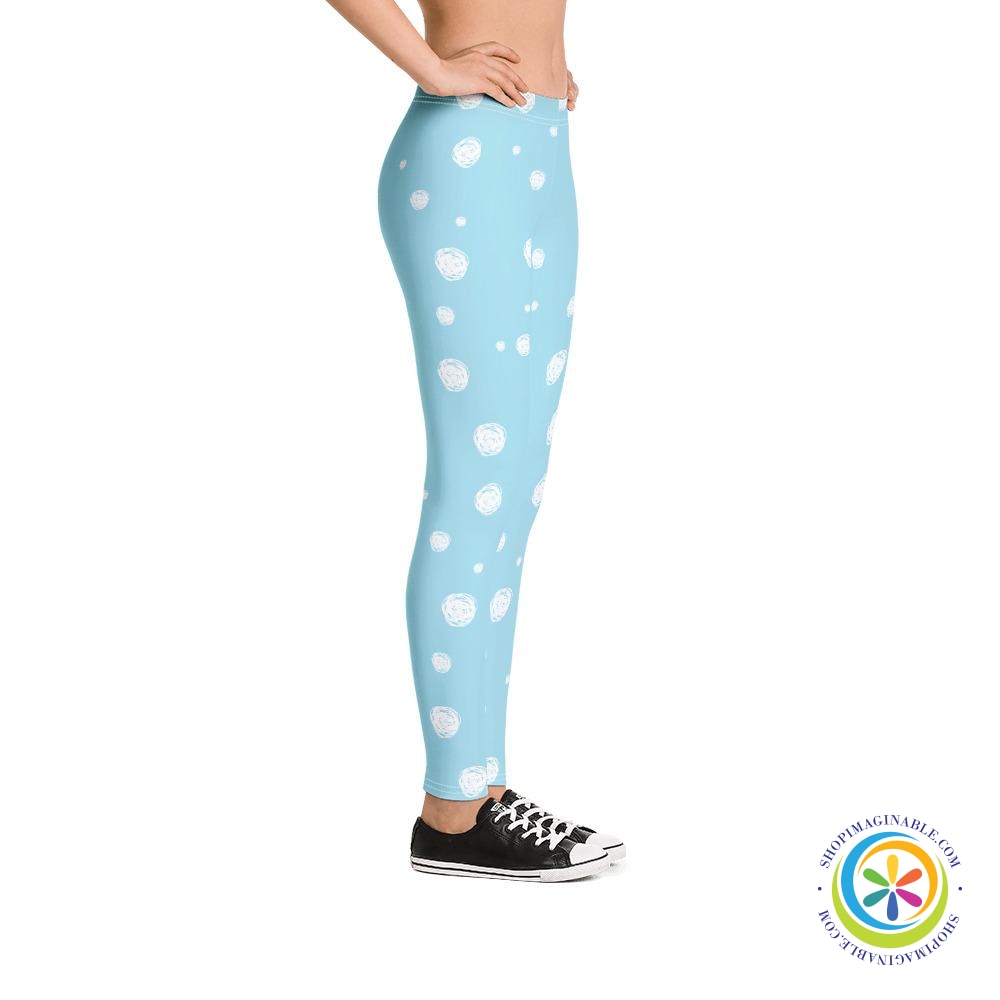 Sky Blue White Dots Full Length Leggings-ShopImaginable.com