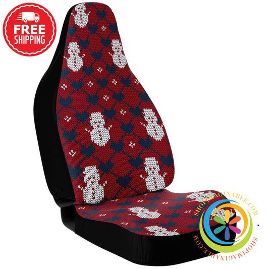 Snowman Sweater Knitted Christmas Car Seat Covers-ShopImaginable.com