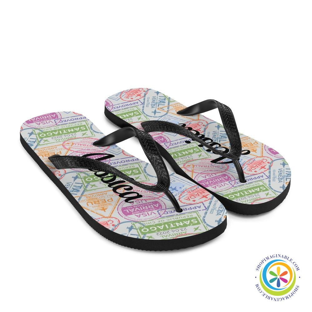 Traveler's Passport Personalized Flip-Flops-ShopImaginable.com
