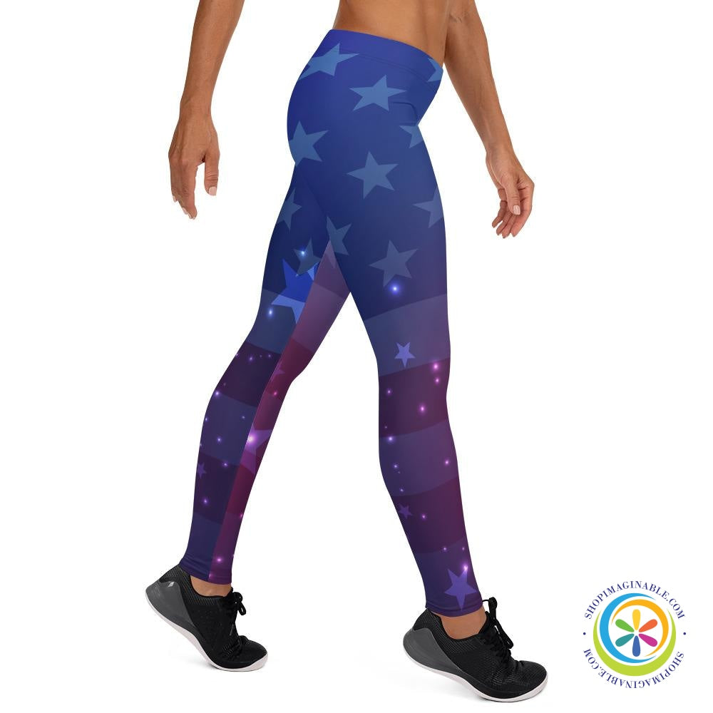 USA Flag Fade Leggings-ShopImaginable.com