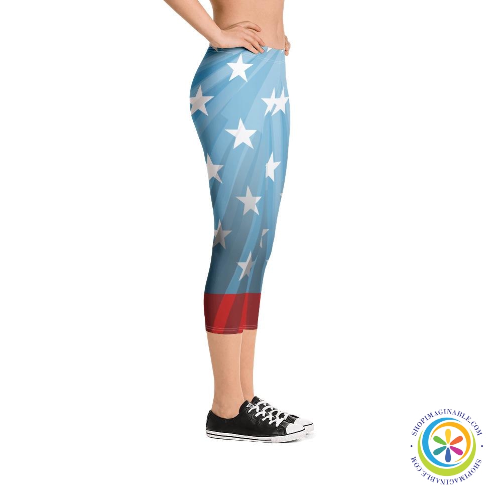 USA Proud Stars Capri Leggings-ShopImaginable.com