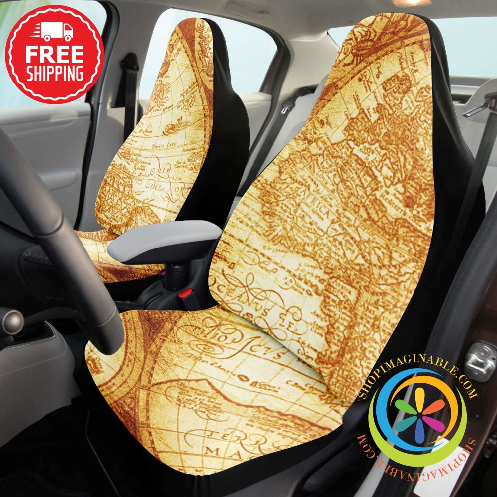 Vintage Map Car Seat Covers-ShopImaginable.com