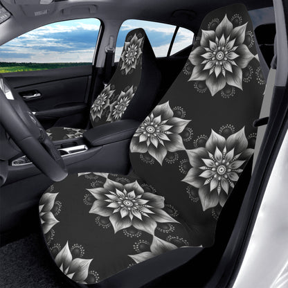 Black & White Mandala Cloth Car Seat Covers-ShopImaginable.com