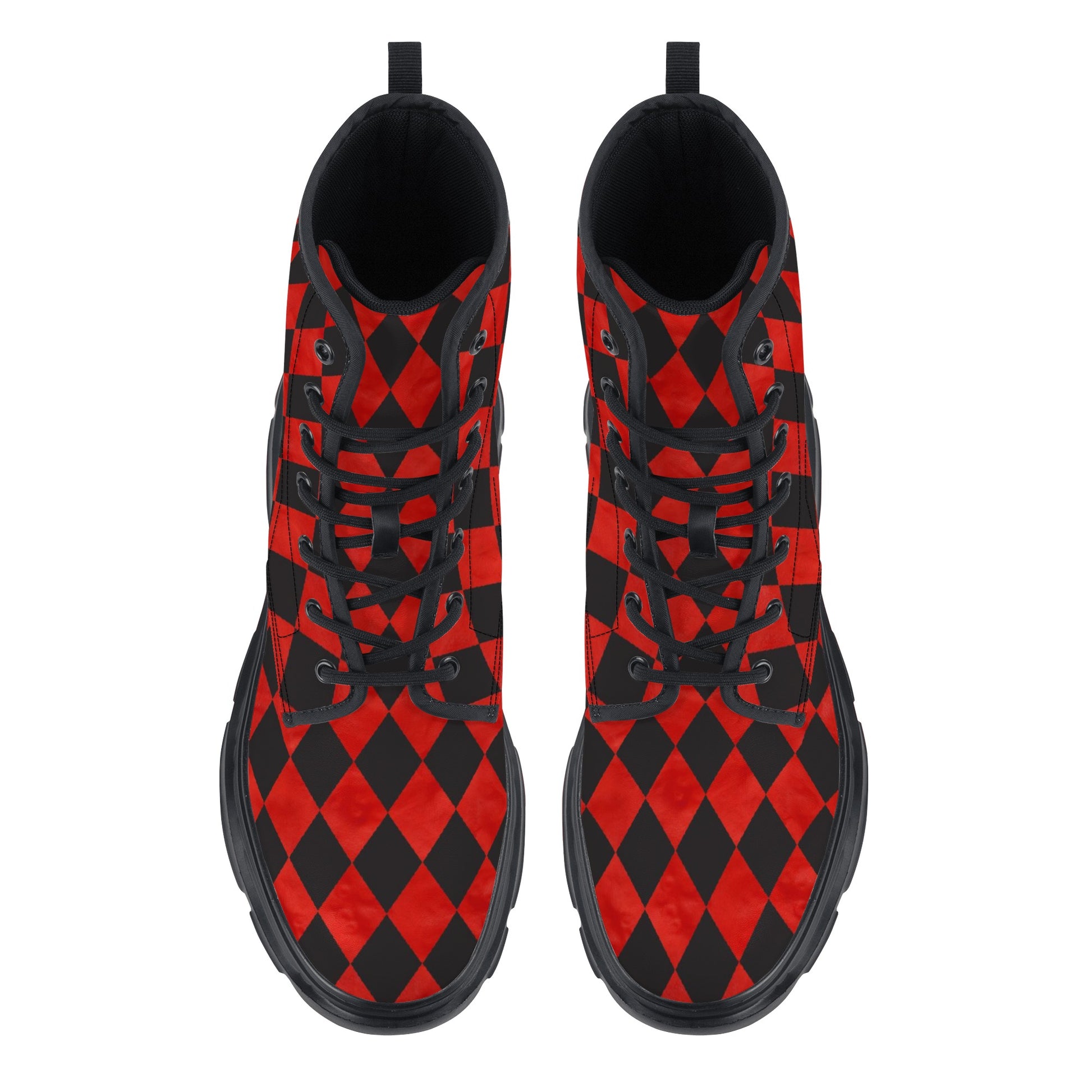 Alice Red Harlequin Chunky Boots-ShopImaginable.com