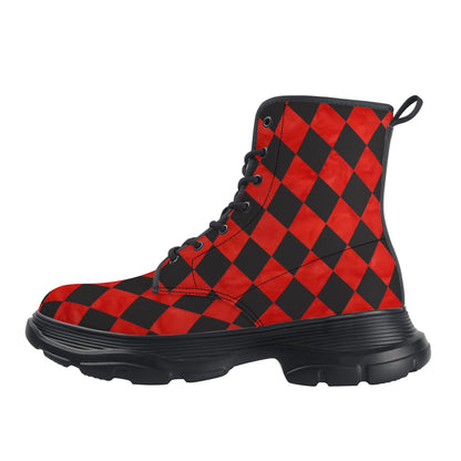 Alice Red Harlequin Chunky Boots-ShopImaginable.com