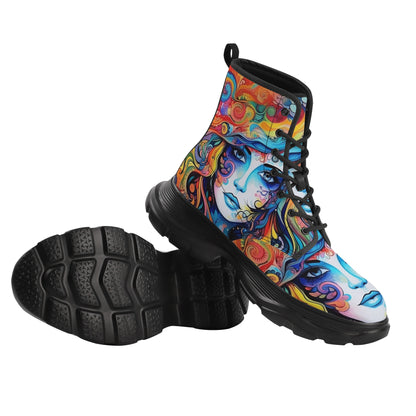 Hippy Psychedelic Chunky Boots-ShopImaginable.com