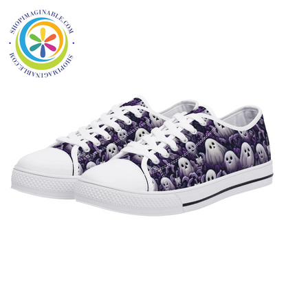 Spook-Tacular Ghosts Ladies Low Top Canvas Shoes