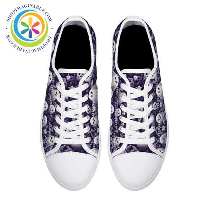 Spook-Tacular Ghosts Ladies Low Top Canvas Shoes