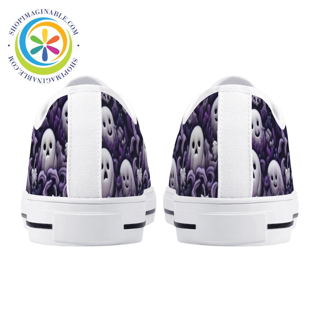 Spook-Tacular Ghosts Ladies Low Top Canvas Shoes