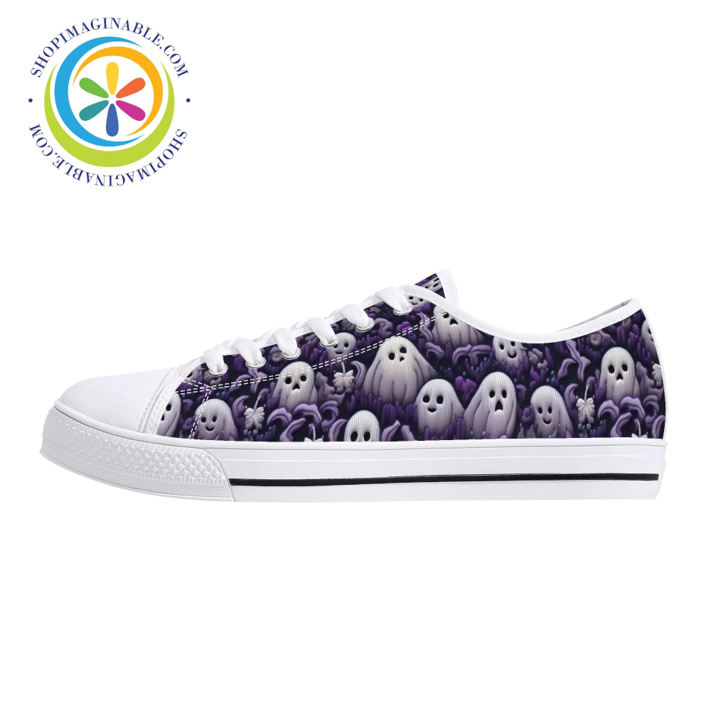 Spook-Tacular Ghosts Ladies Low Top Canvas Shoes