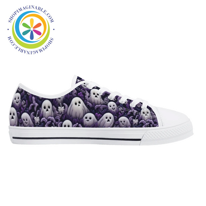 Spook-Tacular Ghosts Ladies Low Top Canvas Shoes