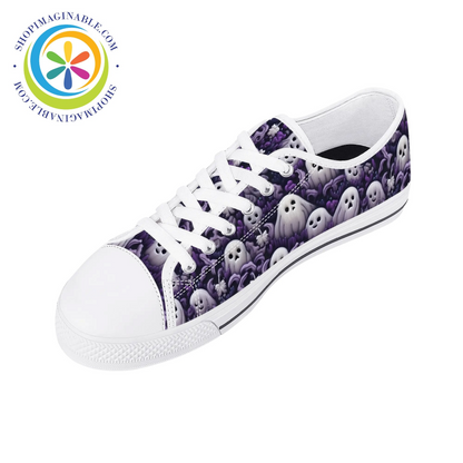 Spook-Tacular Ghosts Ladies Low Top Canvas Shoes