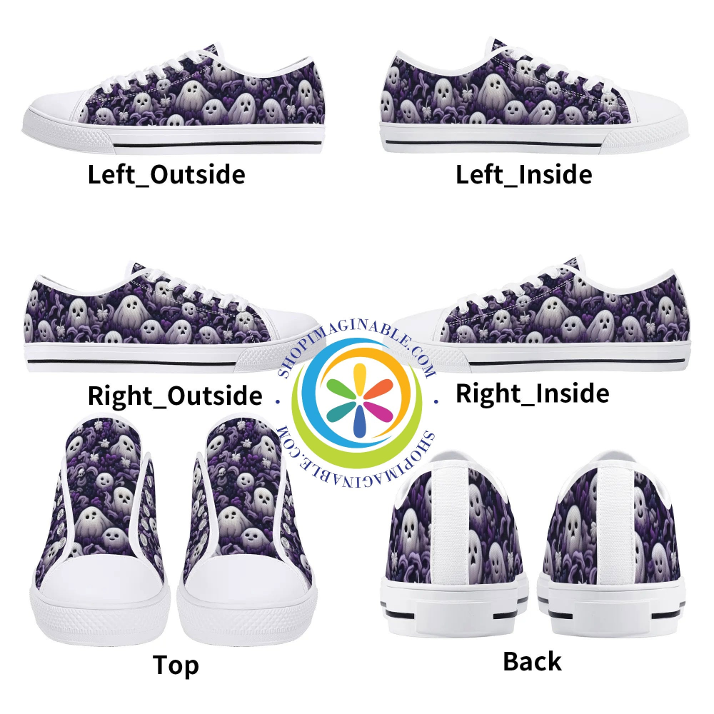 Spook-Tacular Ghosts Ladies Low Top Canvas Shoes