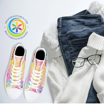 Peace • Love • Equality • Ladies High Top Canvas Shoes