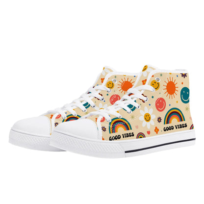 Just Good Vibes Ladies High Top Canvas Shoes