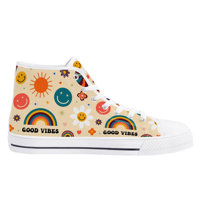 Just Good Vibes Ladies High Top Canvas Shoes